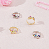 HOBBIESAY 4Pcs 2 Colors Unicorn Colorful Rhinestone Open Cuff Rings Set RJEW-HY0001-01-5