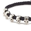 Skull Alloy Braided Bead Bracelet BJEW-JB07861-02-3
