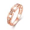 Romantic Real Rose Gold Plated Brass Cubic Zirconia Finger Rings RJEW-BB08158-8RG-1