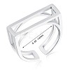 Rhodium Plated 925 Sterling Silver Rectangle Open Cuff Ring JR913A-3