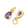Brass Pave Cubic Zirconia Charms KK-K340-51G-01-2