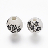 Floral Printed Porcelain Beads X-PORC-Q201-10mm-5-2
