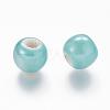 Pearlized Aquamarine Glazed Porcelain Round Beads X-PORC-D001-10mm-03-2