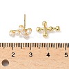 Cross Brass Stud Earrings EJEW-A132-01G-5