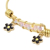 Glass Seed Beads & Stainless Steel Bangles with Black Flower for Women BJEW-JB10411-3