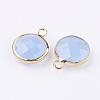 Golden Tone Brass Glass Flat Round Charms GLAA-M003-A-18G-2