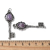 Key Brass Natural Amethyst Big Pendants KK-D361-01AS-16-3