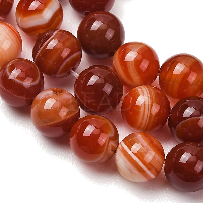 Natural Striped Agate/Banded Agate Bead Strands G-K166-13-10mm-08-1