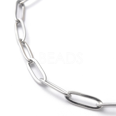 Tarnish Resistant 304 Stainless Steel Paperclip Chain Bracelets BJEW-O186-02P-1