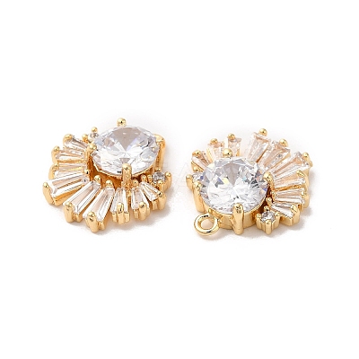 Brass Pave Cubic Zirconia with Glass Pendants KK-G465-41G-1