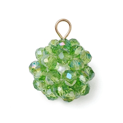 7Pcs 7 Colors Chakra Faceted Glass Pendants PALLOY-JF03653-1