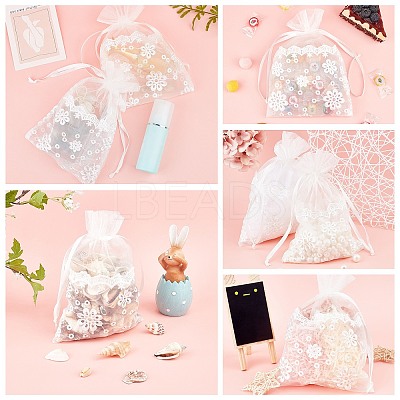 Lace Organza Drawstring Gift Bags OP-WH0009-05-1