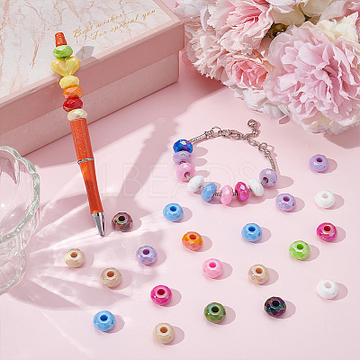 100Pcs Opaque Acrylic European Beads OACR-UN0001-15-1