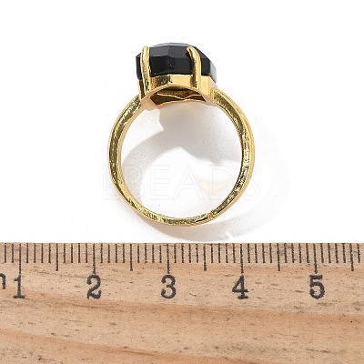 Hexagon Natural Obsidian Finger Rings RJEW-B113-02G-08-1