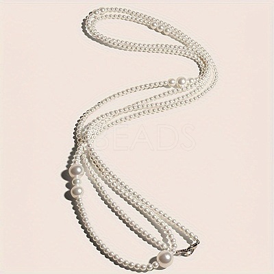 Plastic Imitation Pearl Round Beaded Waist Belly Long Chains for Women FS-WGCCA32-01-1