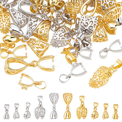 60Pcs 10 Styles Brass Pinch Bails KK-ME0002-25-1
