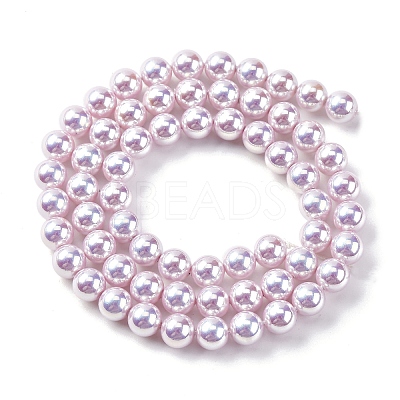 UV Plating Pearlized Glass Pearl Beads Strands GLAA-F128-01A-T11-1