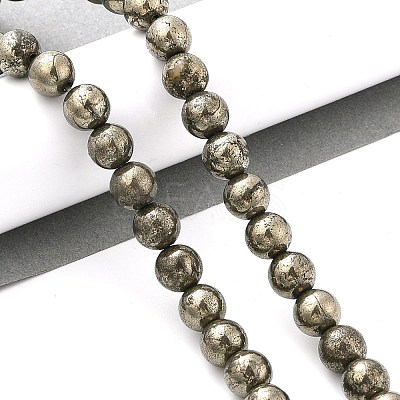 Natural Pyrite Beads Strands G-A250-A01-01-1