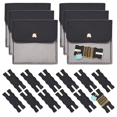 6Pcs Square PU Leather Jewelry Storage Bags with Iron Button ABAG-OC0001-18D-1