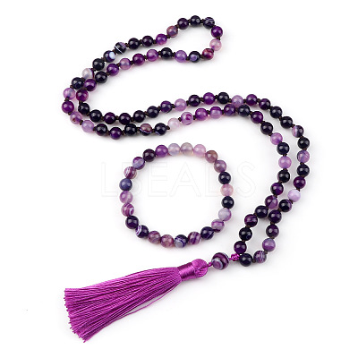 Natural Amethyst Round Beaded Pendant Necklaces & Bracelets Sets FS-WG9D102-22-1