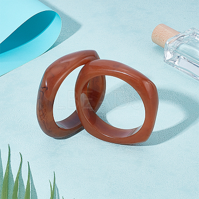 2Pcs Imitation Marble Acrylic Bangle for Women BJEW-UN0001-69C-1
