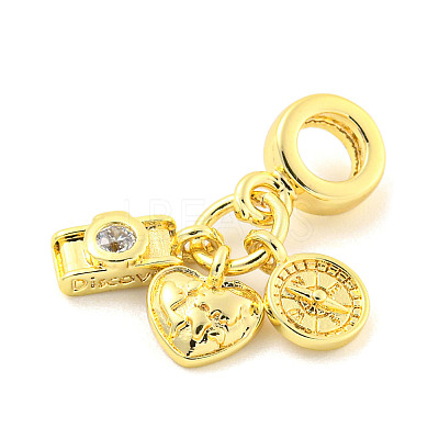 Rack Plating Brass Micro Pave Cubic Zirconia European Dangle Charms KK-P270-02A-G-1