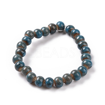 Handmade Fancy Antique Glazed Porcelain Ceramic Round Beads Strands PORC-L019-6mm-11-1