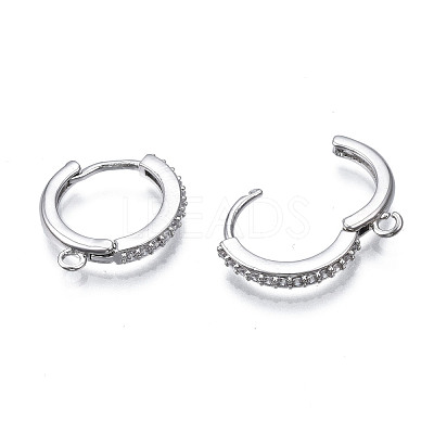 Brass Micro Pave Cubic Zirconia Huggie Hoop Earring Findings KK-T063-013P-NF-1