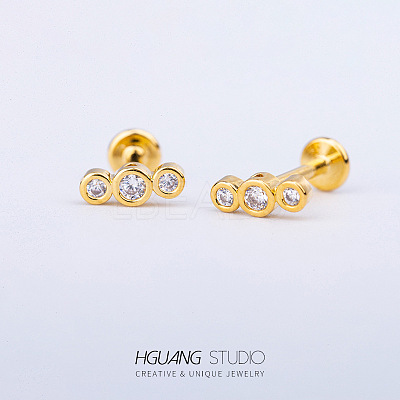 Stainless Steel Micro Pave Clear Cubic Zirconia Cartilage Earrings for Women Men WG126FA-08-1