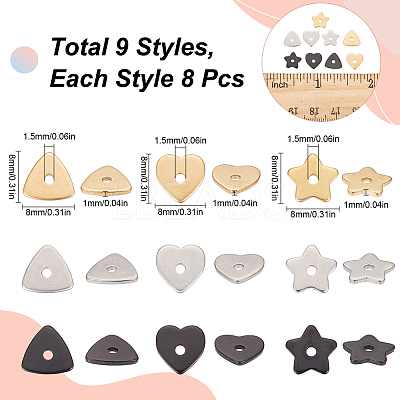 72Pcs 9 Style 304 Stainless Steel Beads STAS-SC0007-69-1