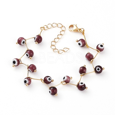 Handmade Evil Eye Lampwork Beaded Bracelets BJEW-JB05855-02-1