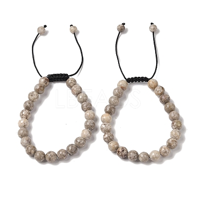 8mm Round Natural Maifanite Braided Bead Bracelets BJEW-C067-01B-06-1