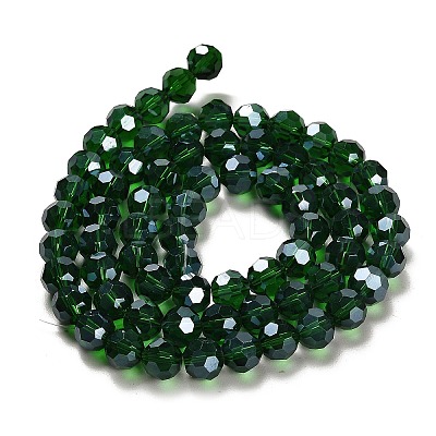 Faceted(32 Facets) Electroplate Glass Bead Strands X-EGLA-R015-8mm-17-1