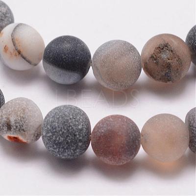 Natural Druzy Geode Agate Bead Strands G-K166-09-8mm-09-1