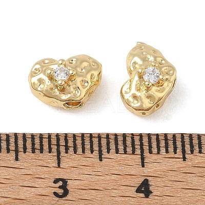 Brass Micro Pave Clear Cubic Zirconia Beads CU-CBAC675-09G-1