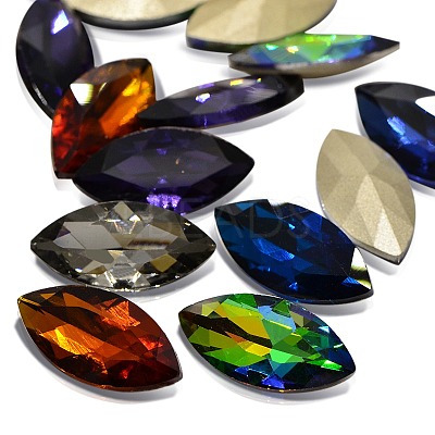 Faceted Horse Eye Glass Pointed Back Rhinestone Cabochons RGLA-A011-17x32mm-SM-1