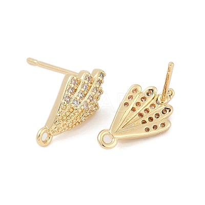 Brass Micro Pave Cubic Zirconia Stud Earring Findings KK-Z094-13G-1