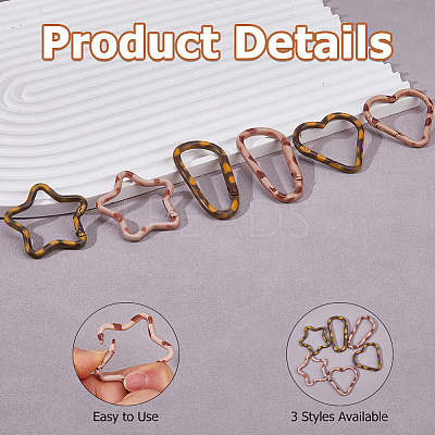 12Pcs 6 Styles Alloy Spring Gate Rings FIND-HS0002-71-1