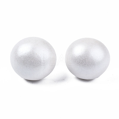 Painted Half Round Schima Wood Earrings for Girl Women EJEW-T017-02H-1