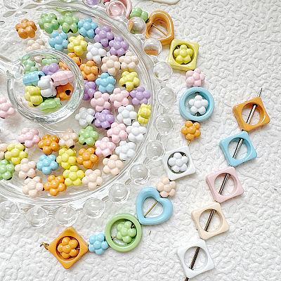 32Pcs 8 Colors Baking Paint Alloy Bead Frame FIND-SP0004-50B-1