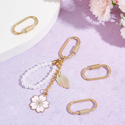 4Pcs 4 Style 304 Stainless Steel Screw Carabiner Lock Charms STAS-UN0029-89-1