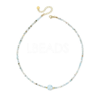 Natural Larimar Beaded Necklaces NJEW-JN06655-1