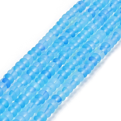 Frosted Transparent Glass Beads Strands FGLA-M002-01B-1