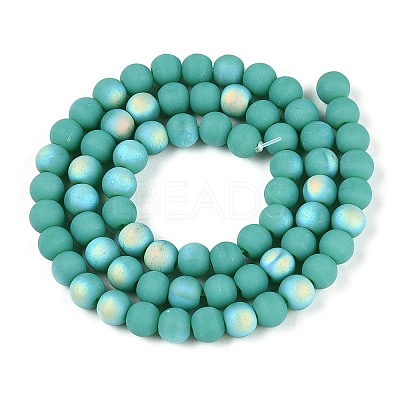 Frosted Opaque Glass Beads Strands GLAA-T032-P6mm-MBB12A-1