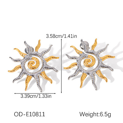 Two Tone 304 Stainless Steel Stud Earrings WGC9B6D-03-1