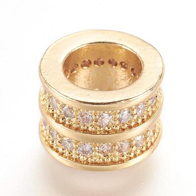 Brass Micro Pave Cubic Zirconia European Beads ZIRC-F062-11G-1