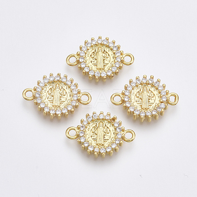 Brass Micro Pave Cubic Zirconia Links Connectors ZIRC-T005-035A-G-1