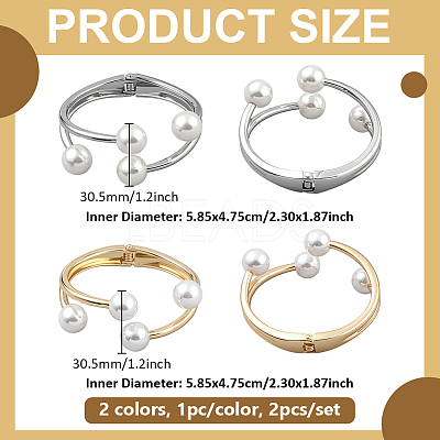 2Pcs 2 Colors Alloy Cuff Bangles BJEW-GO0001-06-1