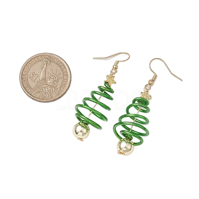 2 Pairs 2 Colors Christma Tree Electroplated Synthetic Non-magnetic Hematite & Aluminum Wire Dangle Earrings EJEW-JE05908-1