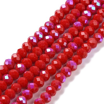 Electroplate Opaque Solid Color Glass Beads Strands EGLA-A034-P4mm-L04-1